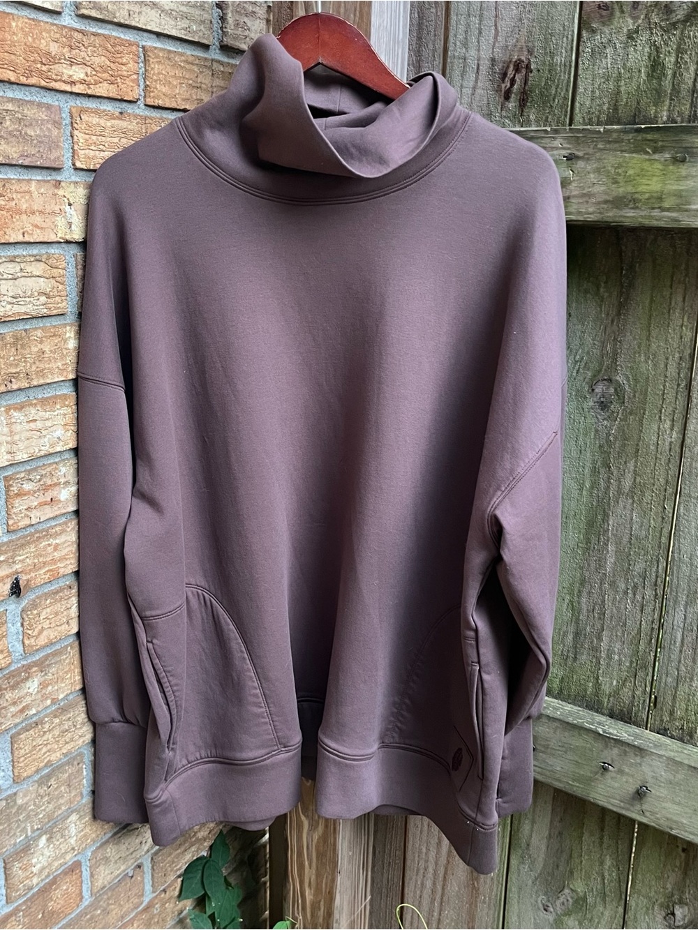 FP Movement by Free People Oversized Chocolate Brown Funnel Neck Sweatshirt